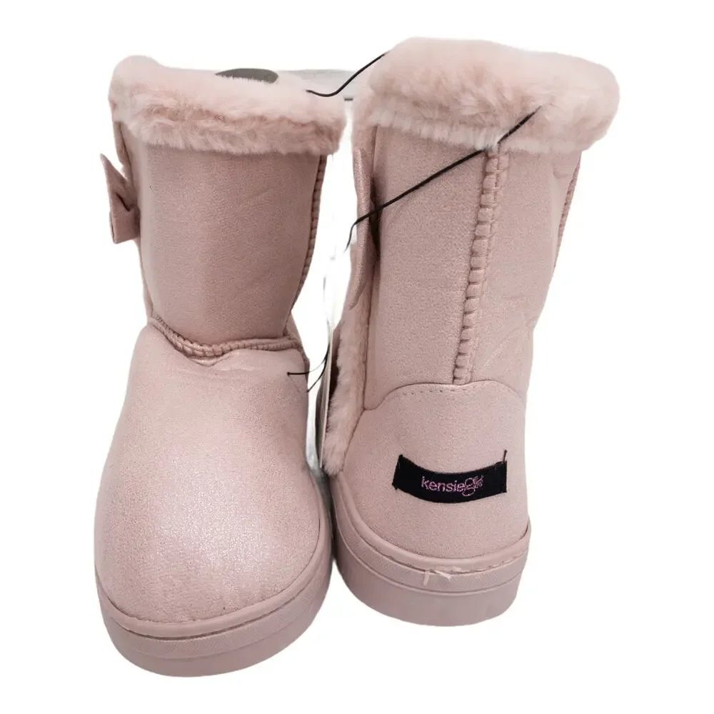 Kensie Girl Pink Blush Faux Fur Trim Winter Boots Little Girl's 3 LG3